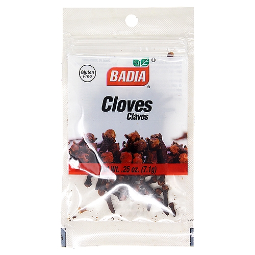 Mainly identified by their distinctive perfume and intense aroma, Cloves are the ideal balance between a touch of sour and sweetness. Badia Cloves are perfect for seasoning meats, especially pork and ham. Badia Cloves are great for baking, fruit dishes, chutneys, and bread recipes.nnBadia Spices manufactures, packages, distributes, a wide array of products for the everyday cooking needs, from spices, herbs, seasoning blends, teas, side dishes, olive oils, and more. Badia is committed to offering the highest quality at the best price.