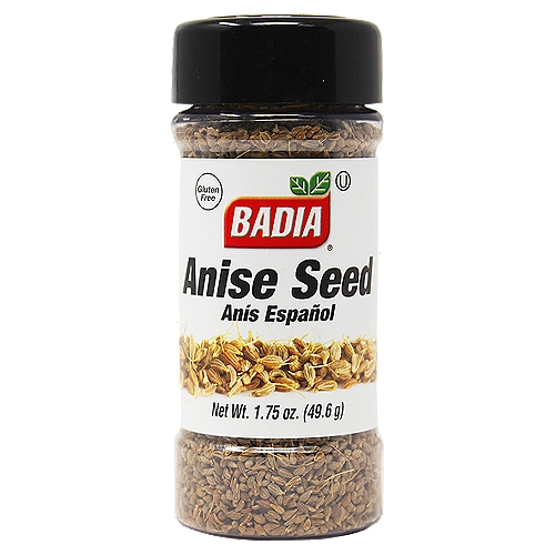 Badia Anise Seed, 1.75 oz
Badia Anise Seed can be used in baking as well as to flavor soups, seafood dishes, shellfish and even beverages. Its flavor resembles that of licorice, tarragon, and fennel.

Badia Spices manufactures, packages, distributes, a wide array of products for the everyday cooking needs, from spices, herbs, seasoning blends, teas, side dishes, olive oils, and more. Badia is committed to offering the highest quality at the best price.