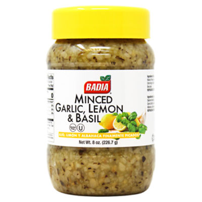 Badia Minced Garlic, Lemon & Basil, 8 oz, 8 Ounce