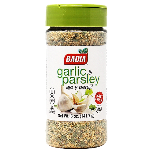 Savory Garlic & Parsley come together in this must-have concoction. Sprinkle Badia Garlic & Parsley on potatoes, baguettes, and Italian dishes. Perfect seasoning for grilled chicken, steak, and burgers, as well as soups and butter sauces.nnBadia Spices manufactures, packages, distributes, a wide array of products for the everyday cooking needs, from spices, herbs, seasoning blends, teas, side dishes, olive oils, and more. Badia is committed to offering the highest quality at the best price.