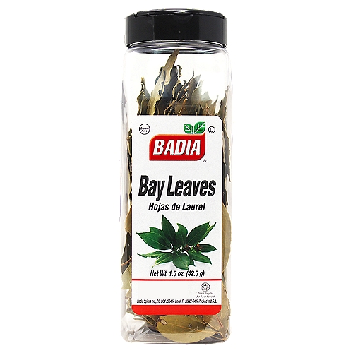 Bay Leaves, originally from Asia, is one of the most popular ingredients in any kitchen and is indispensable in the famous “Bouquet Garni''. Badia Bay Leaves is a noble ingredient ideal for adding flavor to almost anything, from meats and poultry to some desserts!nnBadia Spices manufactures, packages, distributes, a wide array of products for the everyday cooking needs, from spices, herbs, seasoning blends, teas, side dishes, olive oils, and more. Badia is committed to offering the highest quality at the best price.