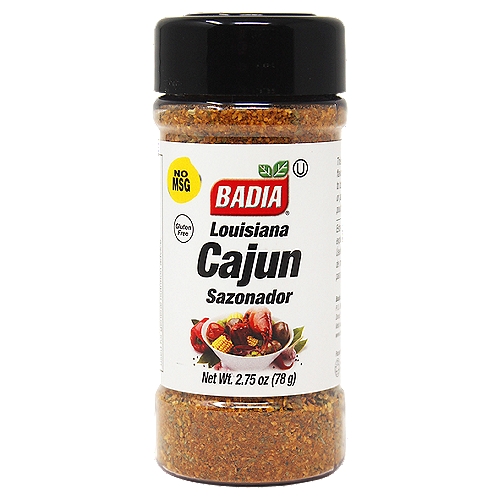 Badia Louisiana Cajun, 2.75 oz
Badia Louisiana Cajun Seasoning is a spicy blend that will burst with a kick of flavor inspired by Louisiana. Use liberally to turn up the heat of any shellfish, gumbo, or jambalaya dish. Badia Louisiana Cajun Seasoning is ideal with sausages, poultry, and beef.

Badia Spices manufactures, packages, distributes, a wide array of products for the everyday cooking needs, from spices, herbs, seasoning blends, teas, side dishes, olive oils, and more. Badia is committed to offering the highest quality at the best price.