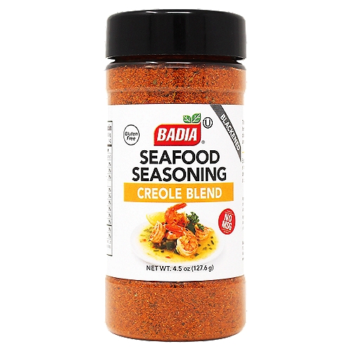 Badia Seafood Seasoning Blackened Creole Blend is a balanced, strong in garlic and herbs blend, used to create signature Cajun dishes. It is delicious on grilled meats, fish, and even peel-and-eat shrimp.nnBadia Spices manufactures, packages, distributes, a wide array of products for the everyday cooking needs, from spices, herbs, seasoning blends, teas, side dishes, olive oils, and more. Badia is committed to offering the highest quality at the best price.