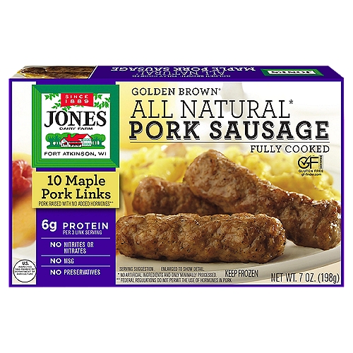 Jones Dairy Farm Golden Brown All Natural Maple Pork Sausage, 10 count, 7 oz