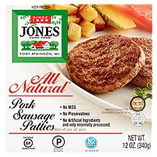 Jones Dairy Farm All Natural Pork Sausage Patties, 12 oz, 8 Ounce