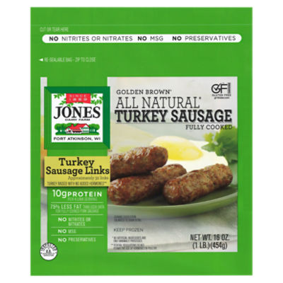 Jones Dairy Farm Golden Brown All Natural Turkey Sausage Links, 16 oz