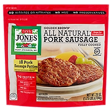 Jones Dairy Farm Golden Brown Patties, All Natural Pork Sausage, 28 Ounce
