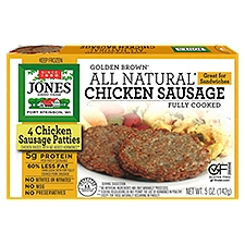 Jones Dairy Farm Golden Brown Patties, All Natural Chicken Sausage, 5 Ounce