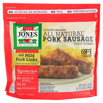 Jones Dairy Farm Golden Brown All Natural Pork Sausage, 40 count, 28 oz