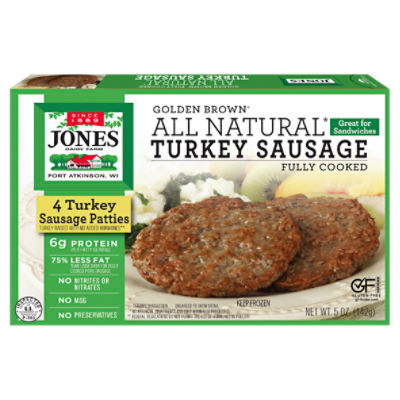 Jones Dairy Farm Golden Brown All Natural Turkey Sausage Patties, 4 count, 5 oz ShopRite