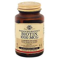 Solgar Enhanced Potency Biotin 1000 mcg, Dietary Supplement, 100 Each