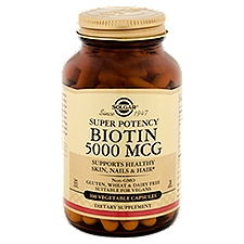 Solgar Super Potency Biotin 5000 mcg, Dietary Supplement, 100 Each