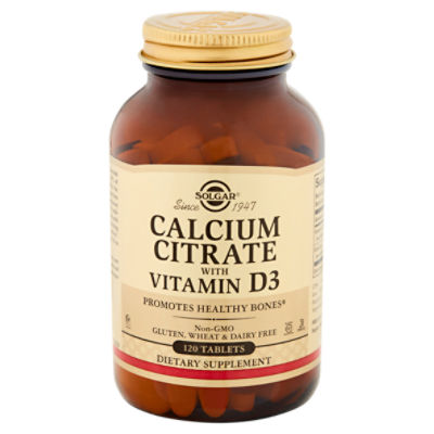 Solgar Calcium Citrate with Vitamin D3 Dietary Supplement, 120 count