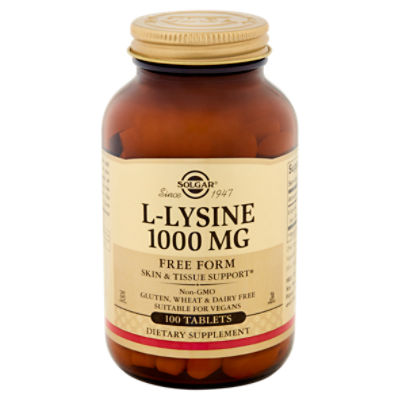 Solgar L-Lysine Dietary Supplement, 1000 mg, 100 count