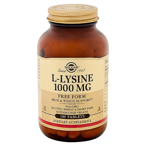 Skin & Tissue Support*nnL-Lysine is an essential amino acid that supports the health of skin tissue. It promotes the integrity of skin and lips, and is used by the body to produce collagen. This formulation provides Free Form L-Lysine to promote optimal absorption and assimilation.*n*These statements have not been evaluated by the Food and Drug Administration. This product is not intended to diagnose, treat, cure, or prevent any disease.