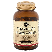 Solgar Vitamin D3 10 mcg, Dietary Supplement, 100 Each