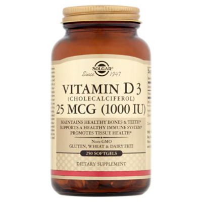 Solgar Vitamin D3 (Cholecalciferol) (1000 IU) Dietary Supplement, 25 mcg, 250 count