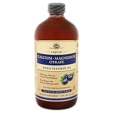 Solgar Liquid Calcium Magnesium Citrate Natural Blueberry Flavor Dietary Supplement, 16 fl oz