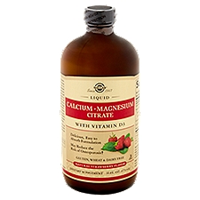 Solgar Liquid Calcium Magnesium Citrate Natural Strawberry Flavor, Dietary Supplement, 16 Ounce