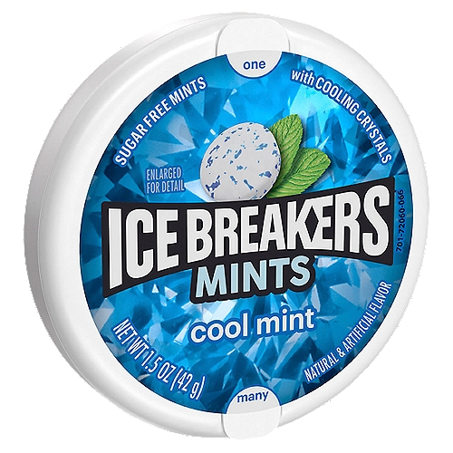 Ice Breakers Coolmint Mints, 1.5 oz
Keep your breath fresh and your mouth refreshed with ICE BREAKERS coolmint mints. These sugar-free mints are packed with cooling coolmint flavor crystals and placed in convenient tins, so you can keep your taste buds busy no matter where the day takes you. Enjoy a crisp, smooth flavor with zero added sugar. Keep a container in your desk drawer at the office, the glove compartment in your car and the pantry at home for instant minty refreshment anytime you or your loved ones need it. Each compact container of ICE BREAKERS mints will stay closed until you're ready thanks to a handy snap-close lid, which can dispense just one mint if you're flying solo or several at a time if you're in the sharing mood. Make sure you have enough for all the special events, work meetings and ordinary moments in your life — including those that call for the freshest breath.