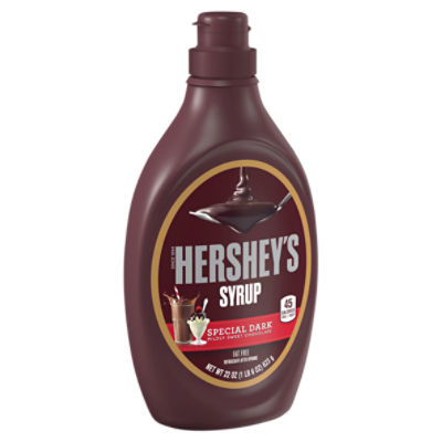 HERSHEY'S SPECIAL DARK Chocolate Syrup, Gluten Free, Fat Free, 22 oz, Bottle