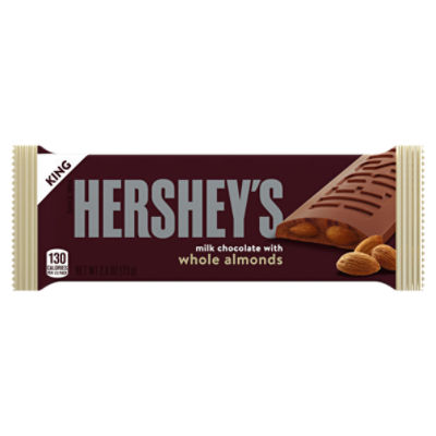 HERSHEY'S Milk Chocolate with Whole Almonds King Size, Candy Bar, 2.6 oz