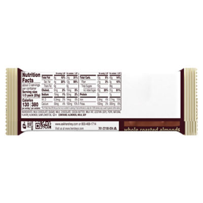 Hershey's King Milk Chocolate with Whole Almonds, 2.6 oz