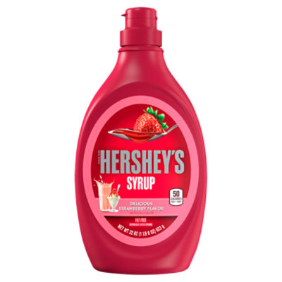 HERSHEY'S Strawberry Flavored Syrup, Fat and Gluten Free, 22 oz, Bottle, 22 Ounce