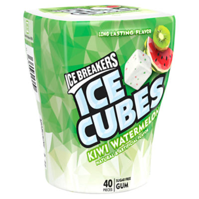 ICE BREAKERS Ice Cubes Kiwi Watermelon Sugar Free Chewing Gum Bottle, 3.24 oz