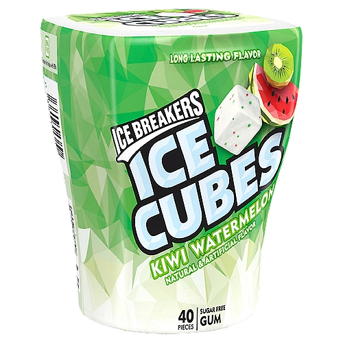ICE BREAKERS, ICE CUBES Kiwi Watermelon Flavored Sugar Free Chewing Gum, 3.24 oz