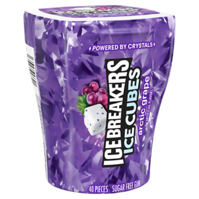 ICE BREAKERS Ice Cubes Arctic Grape Sugar Free Chewing Gum Bottle, 3.24 oz