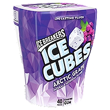 ICE BREAKERS ICE CUBES Arctic Grape Sugar Free Chewing Gum, Made with Xylitol, 3.24 oz, Bottle (40 Pieces)