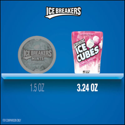 ICE BREAKERS ICE CUBES Snow Cone Sugar Free Gum, 3.24 oz bottle, 40 pieces