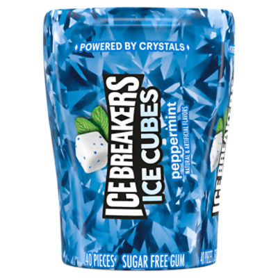 ICE BREAKERS Ice Cubes Peppermint Sugar Free Chewing Gum Bottle, 3.24 oz, 3.24 Ounce