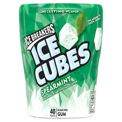 ICE BREAKERS Ice Cubes Spearmint Sugar Free Chewing Gum Bottle, 3.24 oz