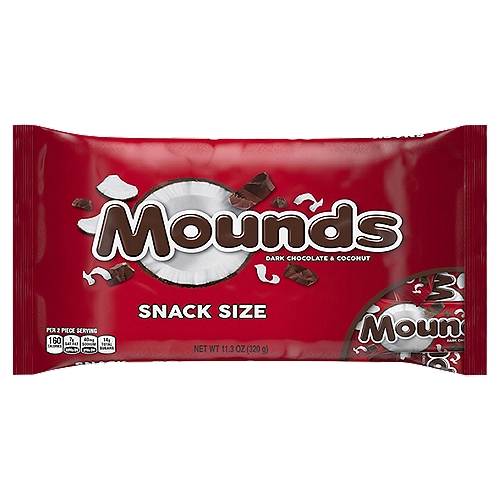 MOUNDS Dark Chocolate and Coconut Snack Size Candy Bars, Halloween, 11.3 oz
