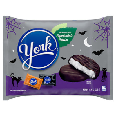 YORK Dark Chocolate Snack Size Peppermint Patties, Halloween Candy Bag, 11.4 oz