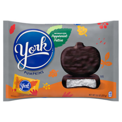 YORK Dark Chocolate Peppermint Patties Pumpkins, Halloween Candy Bag, 9.6 oz