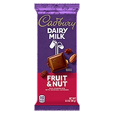 CADBURY DAIRY MILK Milk Chocolate Fruit & Nut Candy, Individually Wrapped, 3.5 oz, Bar, 3.5 Ounce