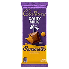 CADBURY DAIRY MILK CARAMELLO Milk Chocolate and Creamy Caramel Candy Bar, 4 oz, 4 Ounce