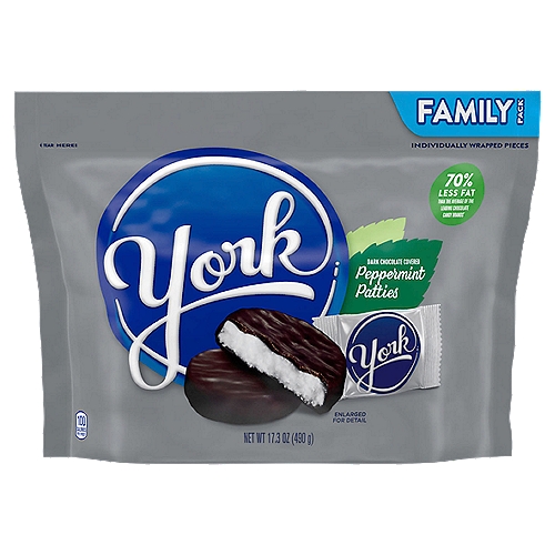 YORK Dark Chocolate Peppermint Patties, Candy Family Pack, 17.3 oz