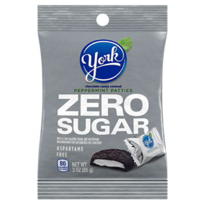 YORK Zero Sugar Chocolate Peppermint Patties, Candy Bag, 3 oz