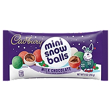 CADBURY Mini Snowballs Milk Chocolate with a Crisp Sugar Shell Christmas Candy Bag, 9 oz