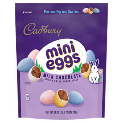 CADBURY MINI EGGS Milk Chocolate with a Crisp Sugar Shell Candy, Easter, 28 oz, Resealable Bag