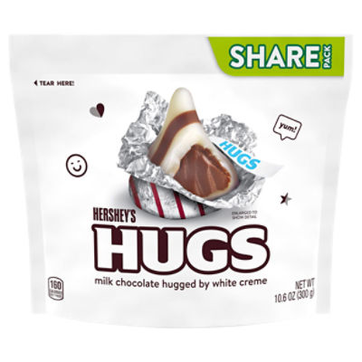 HERSHEY'S HUGS Milk Chocolate and White Creme Candy Share Pack, 10.6 oz