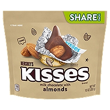 HERSHEY'S KISSES Milk Chocolate and Almond Candy, Share Size, 10 oz, Share Bag, 10 Ounce
