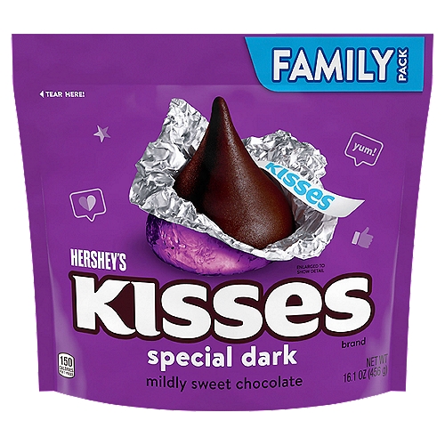 HERSHEY'S KISSES SPECIAL DARK Mildly Sweet Chocolate Candy Family Pack, 16.1 oz