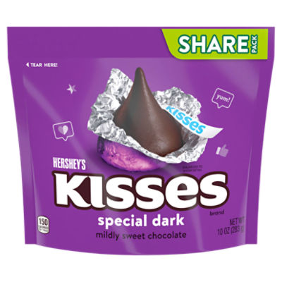 HERSHEY'S KISSES SPECIAL DARK Mildly Sweet Chocolate Candy Share Pack, 10 oz