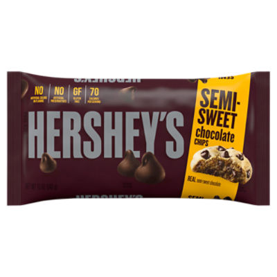 HERSHEY'S Semi Sweet Chocolate Baking Chips, Gluten Free, 12 oz, Bag