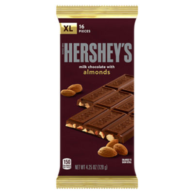 HERSHEY'S Milk Chocolate with Almonds XL, Candy Bar, 4.25 oz